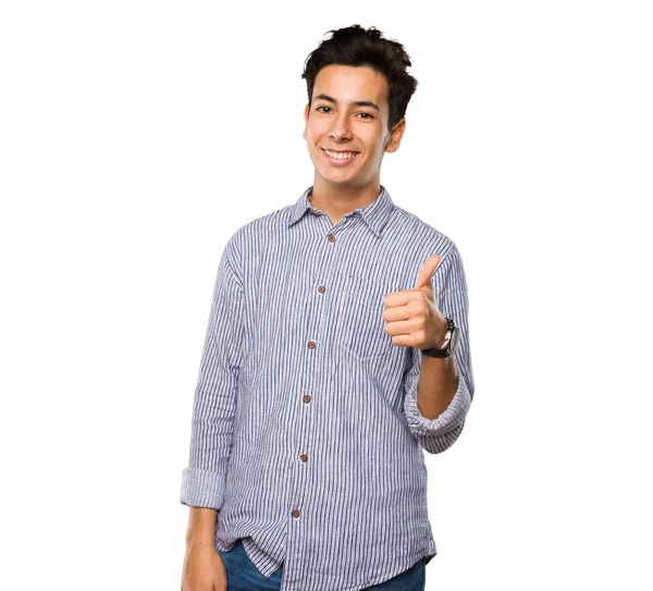 Teenager Doing Okay Gesture Isolated White Background — Stock Photo, Image