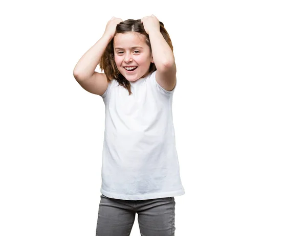 Beyaz Arka Plan Üzerinde Izole Mutlu Küçük Kız — Stok fotoğraf