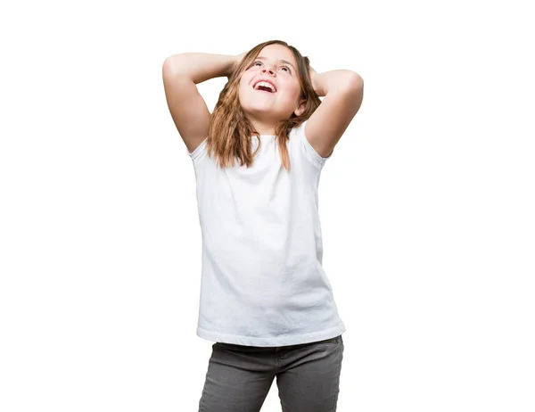 Happy Little Girl Isolated White Background — Stock Photo, Image