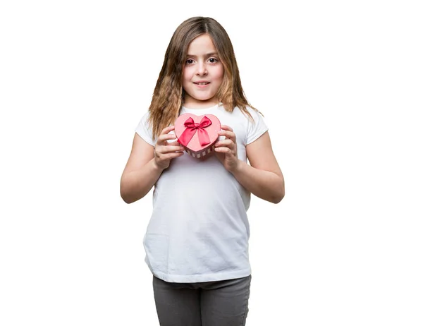 Menina Segurando Uma Forma Coração — Fotografia de Stock