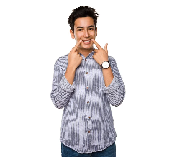 Adolescente Señalando Boca — Foto de Stock