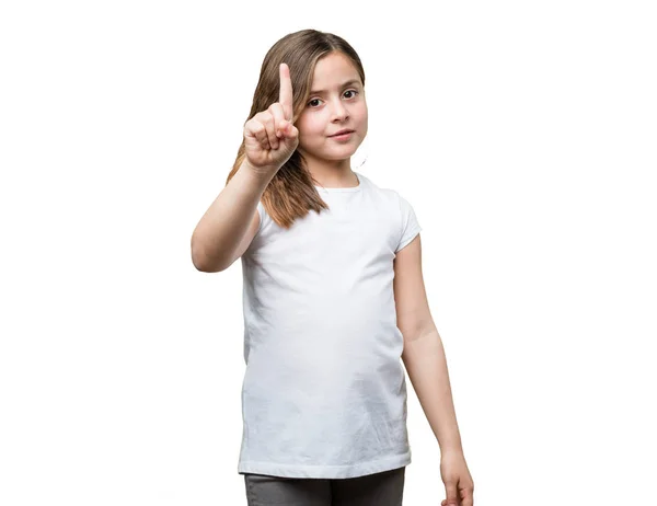 Κοριτσάκι Που Κάνει Νούμερο Ένα Χειρονομία — Φωτογραφία Αρχείου