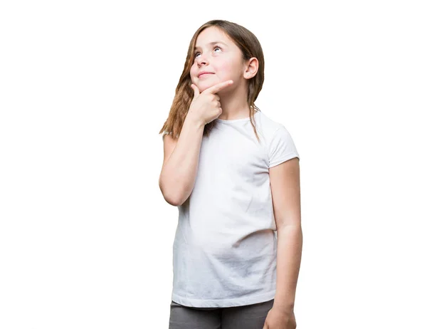Little Girl Thinking Isolated White Background — Stock Photo, Image