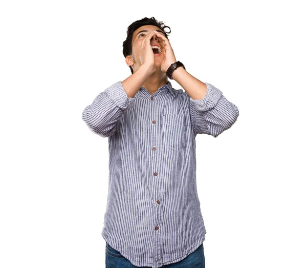 Teenager Shouting Isolated White Background — Stock Photo, Image