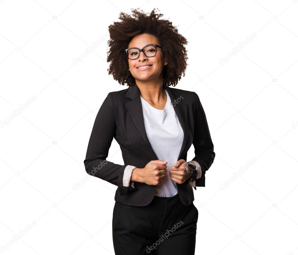 business black woman adjusting clothes