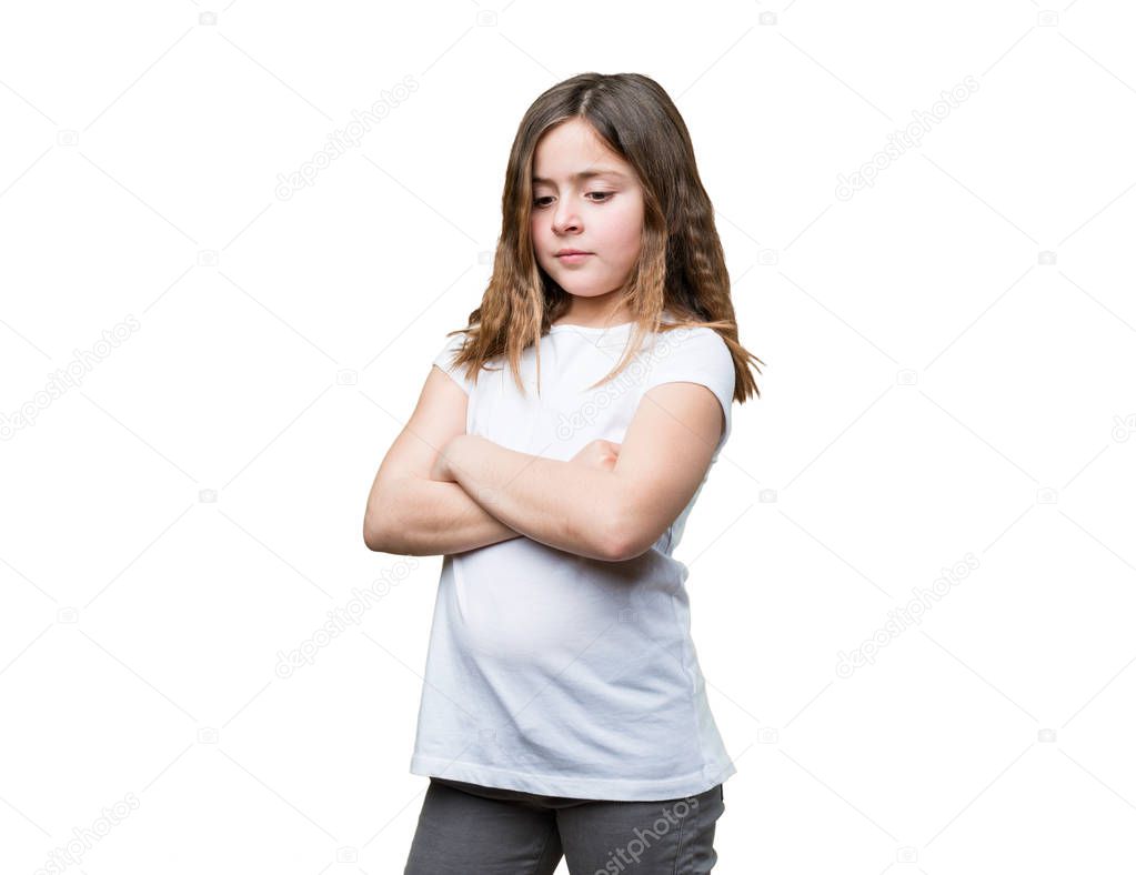 angry little girl isolated on white background