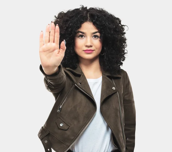 Young Woman Doing Stop Gesture — Stock Photo, Image