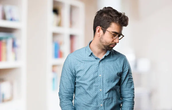 Young Man Standing Blurred Background — Stock Photo, Image