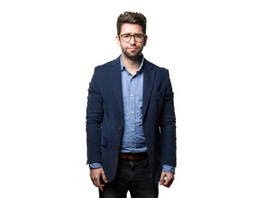 Beyaz arka plan üzerinde izole hüzünlü iş adamı