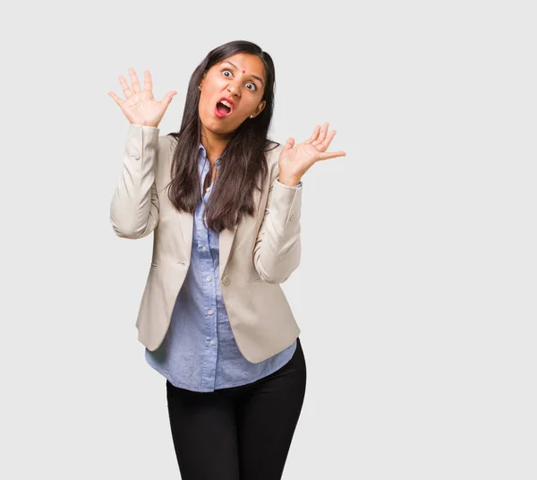 Young Business Indian Woman Crazy Desperate — Stock Photo, Image