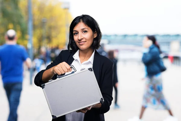 Latin Business Woman Holding Briefcase — Stock Photo, Image