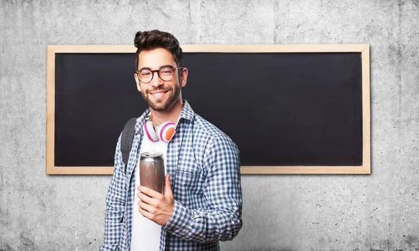 Student Man Met Een Biertje — Stockfoto