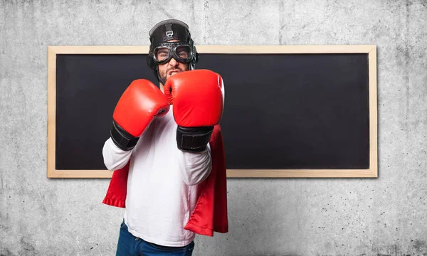 Super Héroe Usando Guantes Boxeo — Foto de Stock