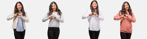 Groep Verzameling Van Indiase Jonge Vrouw Dragen Verschillende Kleren Maken — Stockfoto