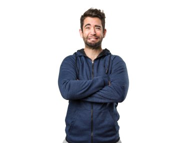 Beyaz arka plan üzerinde izole şaşırmış genç adam