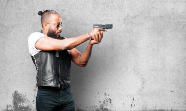 black man using a pop gun clipart