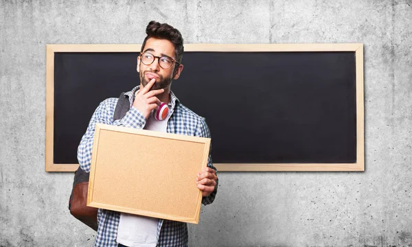 Estudiante Hombre Sosteniendo Corcho — Foto de Stock