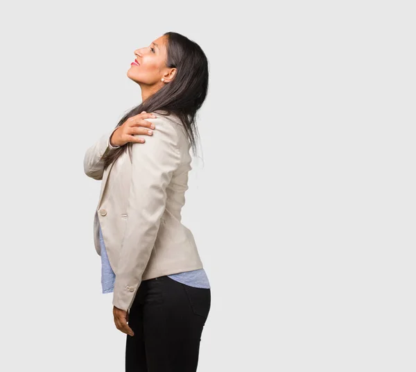 Young Business Indian Woman Back Pain — Stock Photo, Image