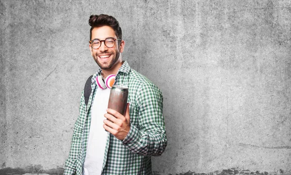 Student Man Holding Beer — Stock Photo, Image