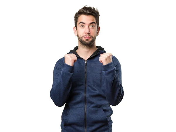 Young Man Doing Winner Gesture Isolated White Background — Stock Photo, Image