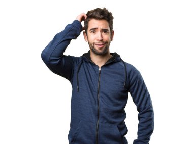 Korkarım genç adam beyaz arka plan üzerinde izole