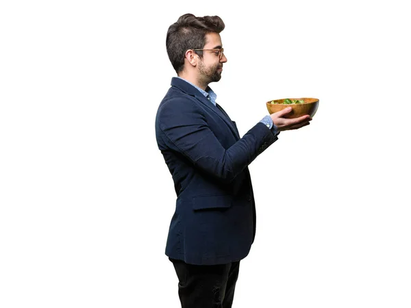 Hombre Negocios Sosteniendo Una Ensalada — Foto de Stock