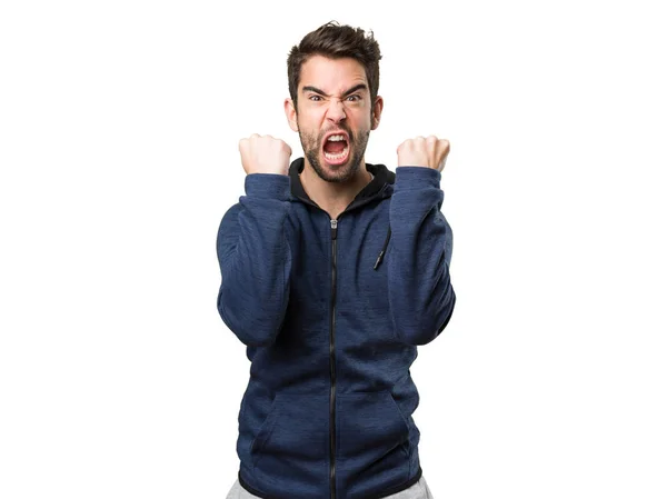 Young Man Doing Winner Gesture Isolated White Background — Stock Photo, Image