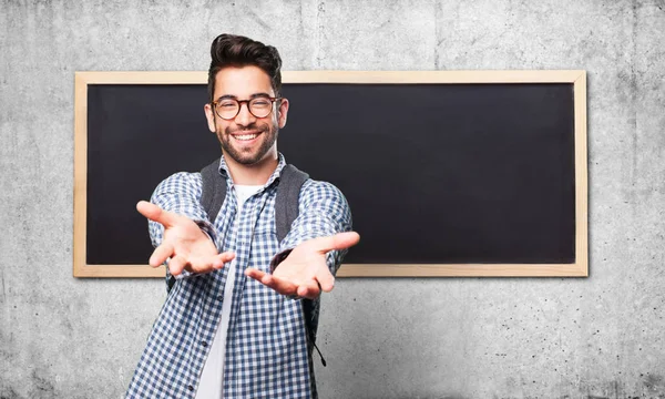 Student Man Offering Something — Stock Photo, Image