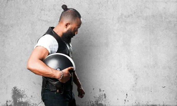Motorcyclist Man Holding Helmet — Stock Photo, Image