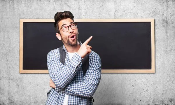 Student Man Pointing Space — Stock Photo, Image