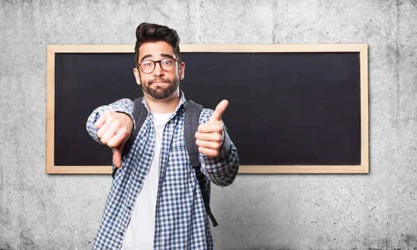 Student Man Doing Contradictory Gesture — Stock Photo, Image