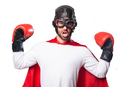 süper kahraman boks beyaz arka plan üzerinde izole eldivenler