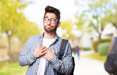 Korkarım öğrenci adam açık havada 