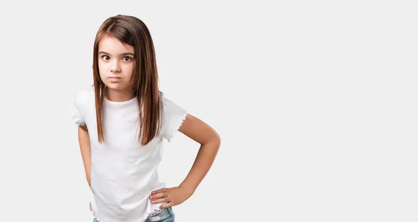 Tam Vücut Küçük Kız Çok Kızgın Üzgün Öfkeli Negatif Çılgın — Stok fotoğraf