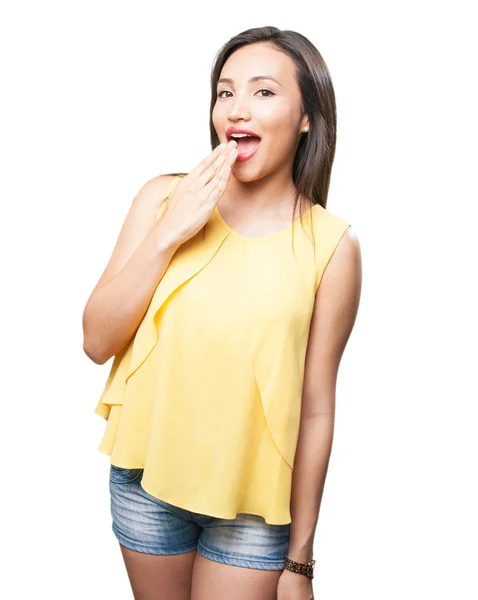 Mujer Asiática Sorprendida Aislada Sobre Fondo Blanco —  Fotos de Stock