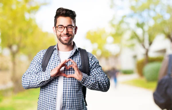 Verliebter Junger Mann Auf Verschwommenem Hintergrund — Stockfoto