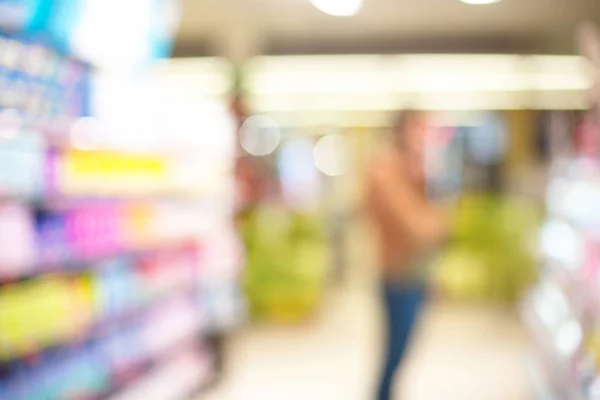 Modern Abstract Supermarket Interior Blurred Background — Stock Photo, Image