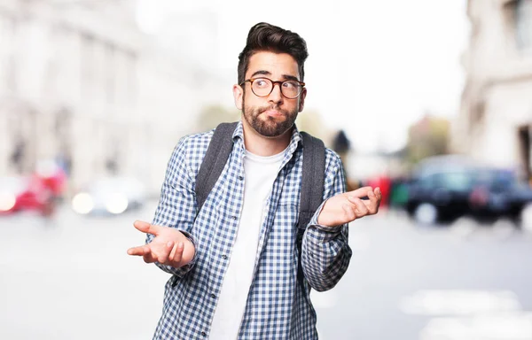 Doubting Student Man Outdoors — Stock Photo, Image