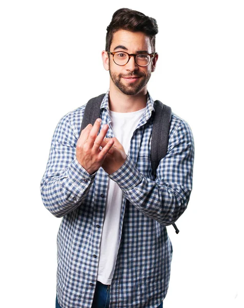 Young Man Doing Sex Gesture Isolated White Background — Stock Photo, Image