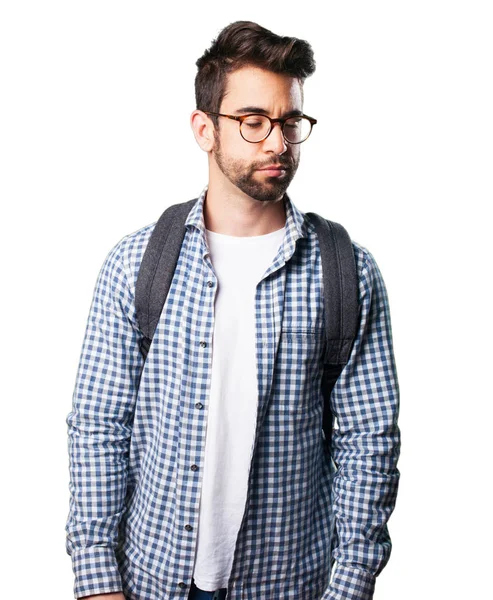 Pensive Student Man Isolated White Background — Stock Photo, Image