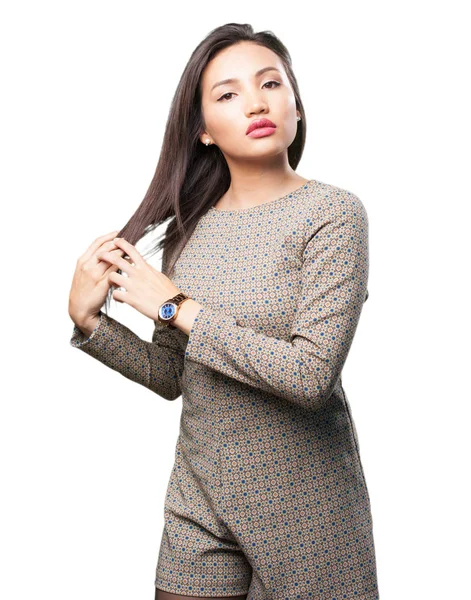 Asian Woman Posing Isolated White Background — Stock Photo, Image