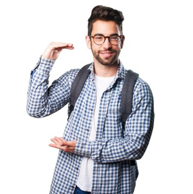 izole üzerinde beyaz arka plan boyutlandırma öğrenci adam