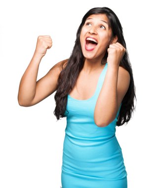 latin kadının kazanan bir jest yapması