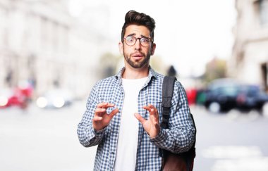 Korkarım öğrenci adam açık havada 