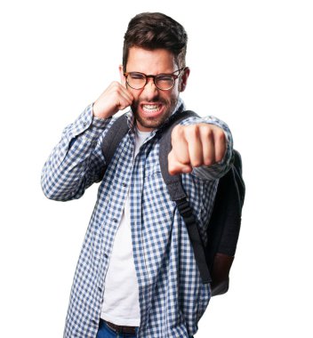 izole üzerinde beyaz arka plan delme öğrenci adam