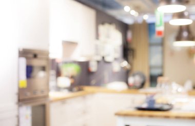 Modern ev mutfak iç arka plan bulanık