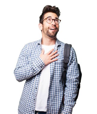 öğrenci erkekte seviyorum izole üzerinde beyaz arka plan