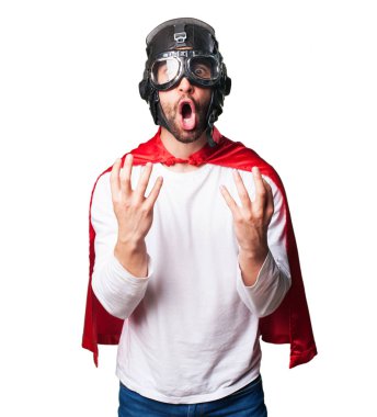 Beyaz arka plan üzerinde izole sürpriz süper kahraman