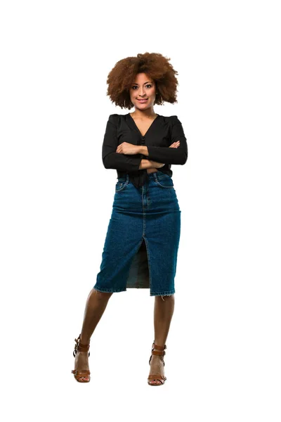 Cuerpo Completo Afro Mujer Cruzando Brazos — Foto de Stock