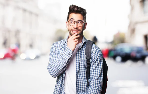 Student Man Thinking Outdoors — Stock Photo, Image